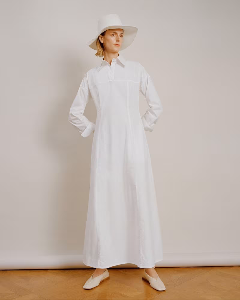 White Story Masquerade Cotton-Poplin Maxi Shirt Dress