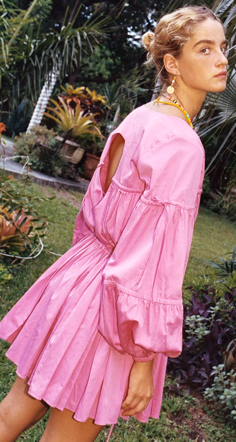 Aje Overture Gathered Cotton-Blend Dress