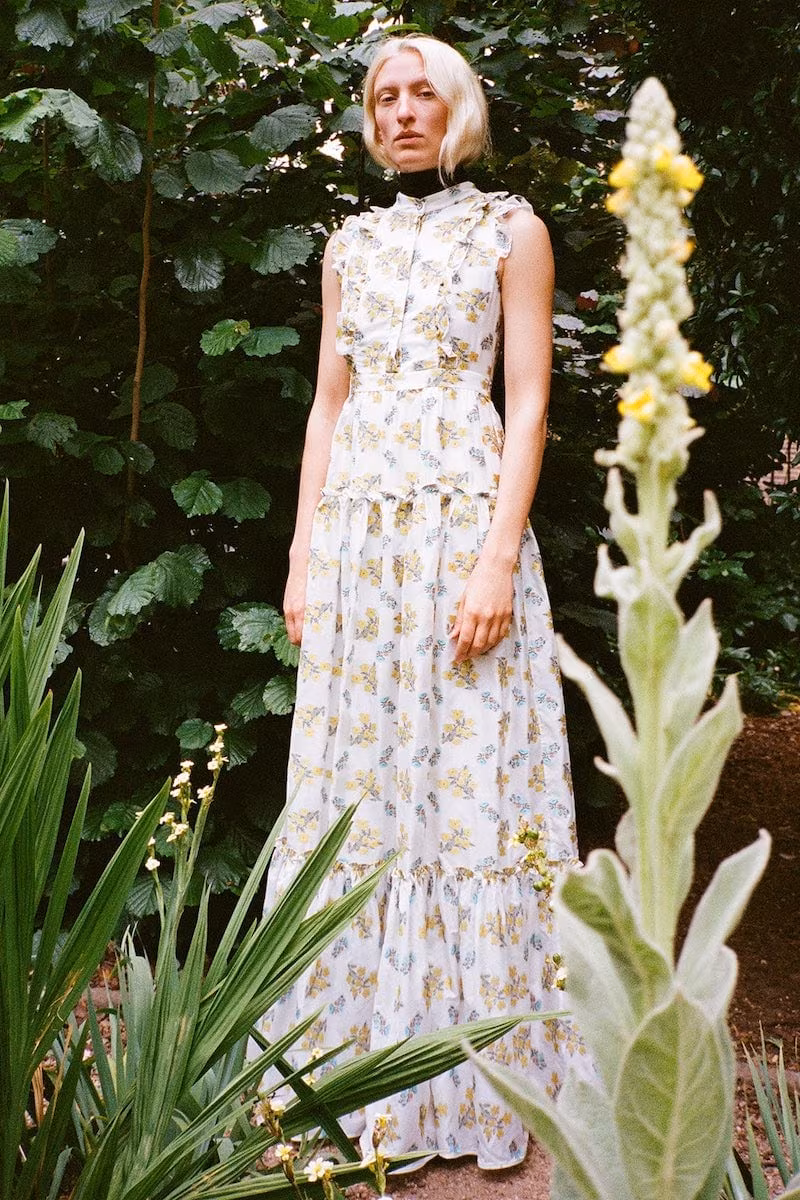 Erdem Ava Tiered Floral Fil Coupé Gown