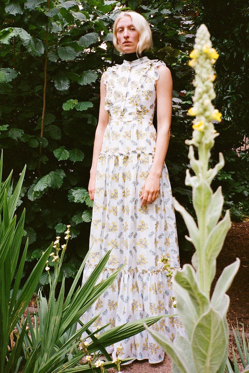 Erdem Ava Tiered Floral Fil Coupé Gown