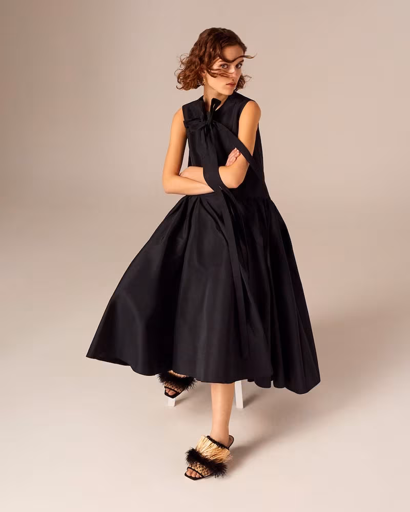 Rochas Bow-Embellished Faille Midi Dress