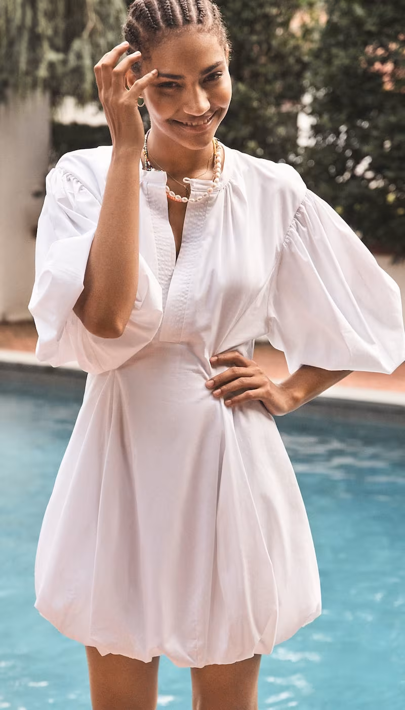 Bassike Cotton Balloon Sleeve Dress