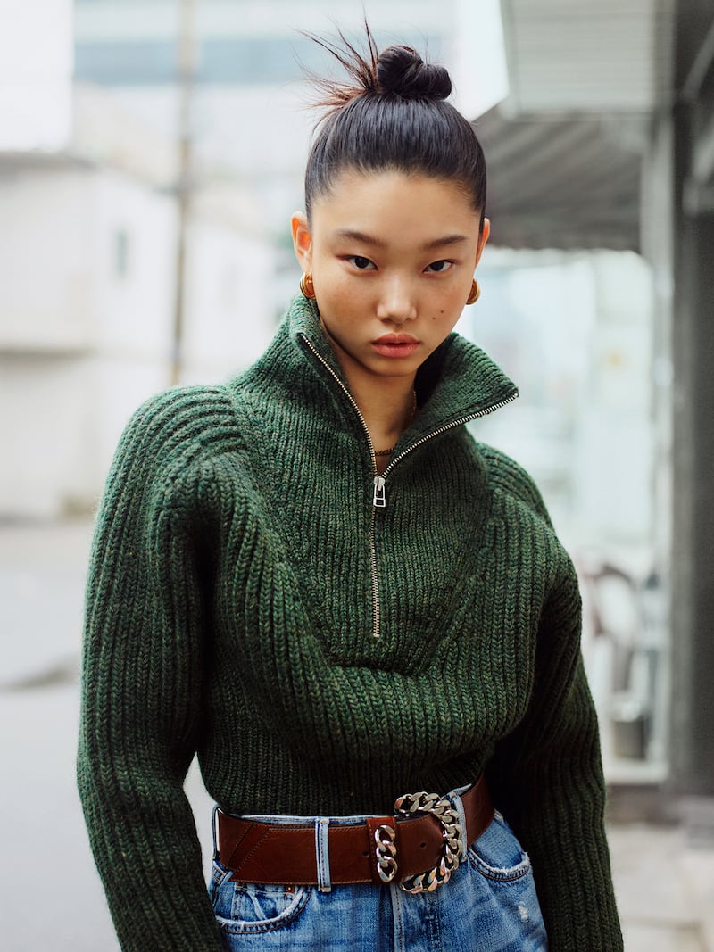 Jacquemus Olive Cropped Ribbed Wool-Blend Sweater
