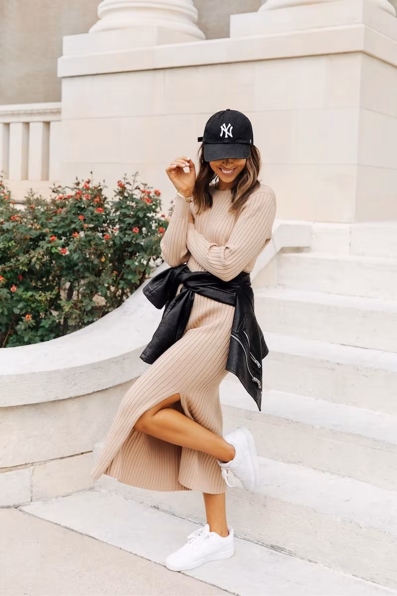 WAYF x BFF Hollie Long Sleeve Sweater Dress