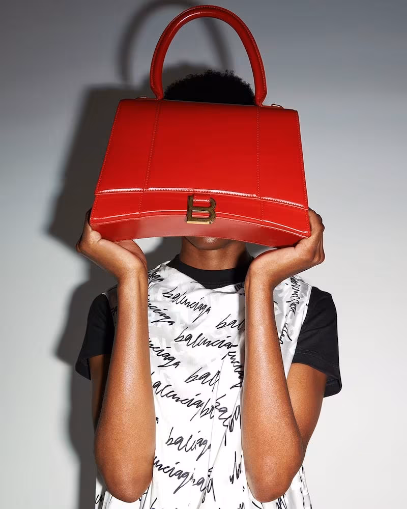 Balenciaga Hourglass Medium Leather Shoulder Bag