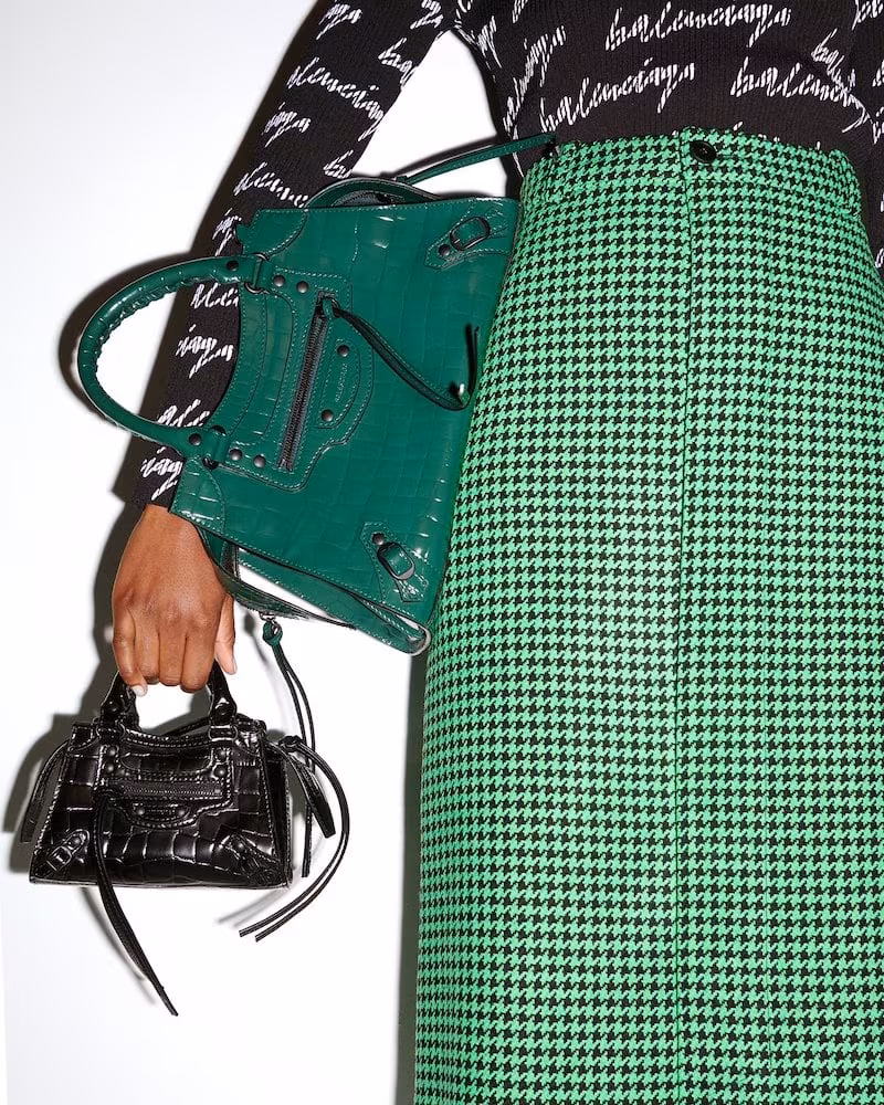 Balenciaga Neo Classic Small Crocodile-Effect Leather Bag