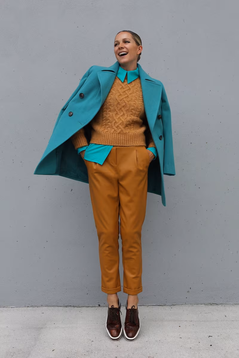 Halogen x Atlantic-Pacific Cable Knit Sweater in Tan