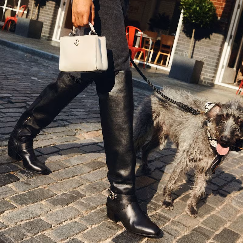 JIMMY CHOO BECA OTK 45 Black Smooth Leather Over-the-Knee Boots
