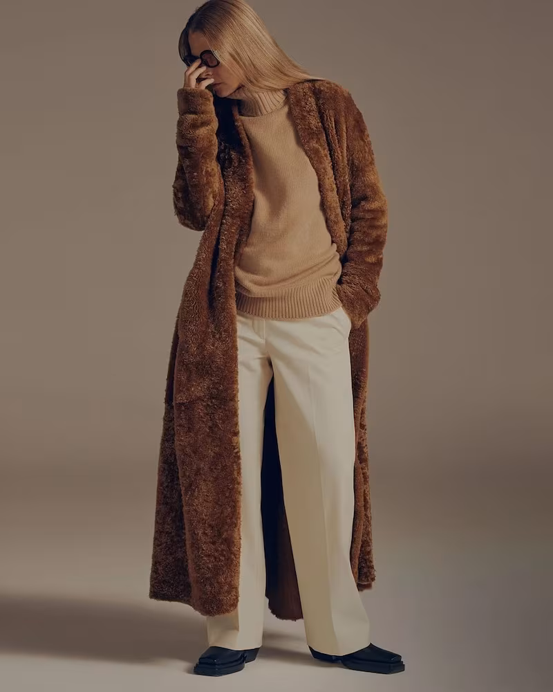 Petar Petrov Mae Belted Shearling Coat