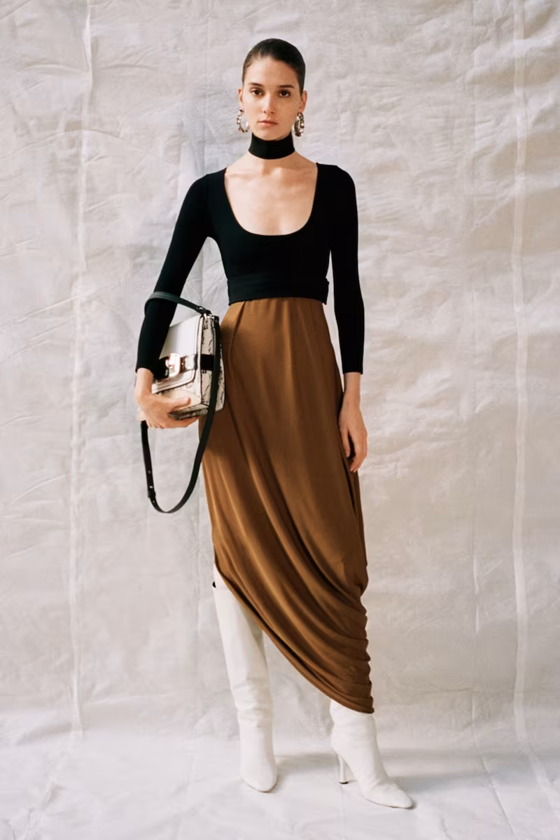 Proenza Schouler Draped Two-Tone Jersey Midi Dress
