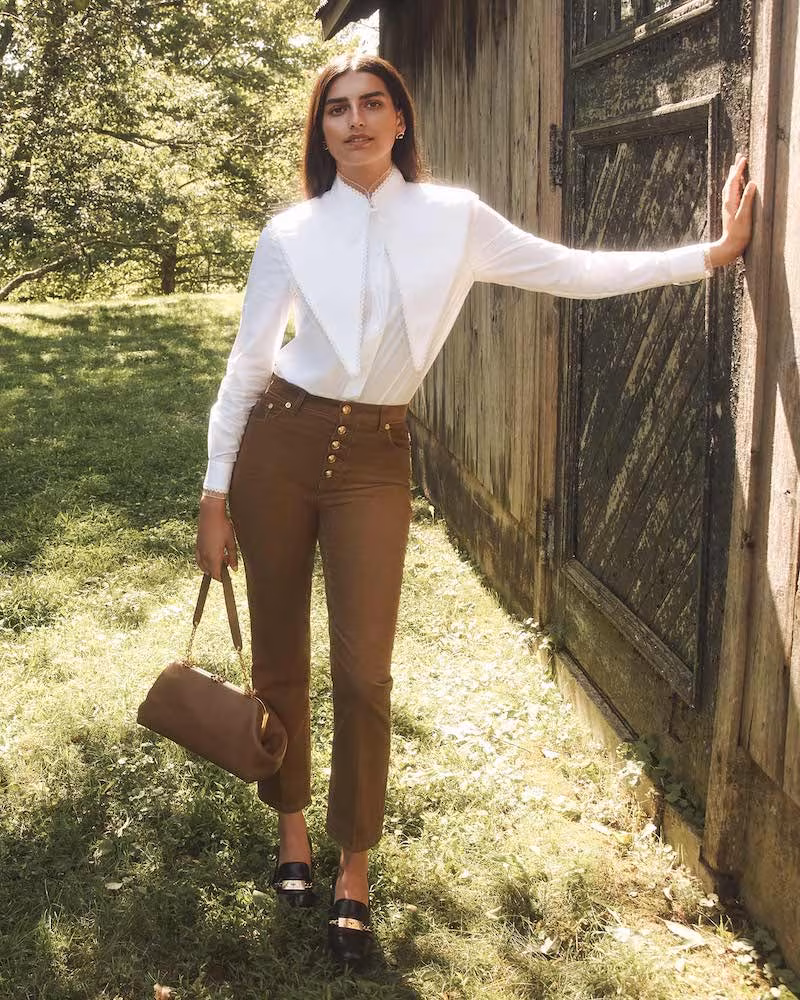 Tory Burch Corduroy Button Fly Jeans