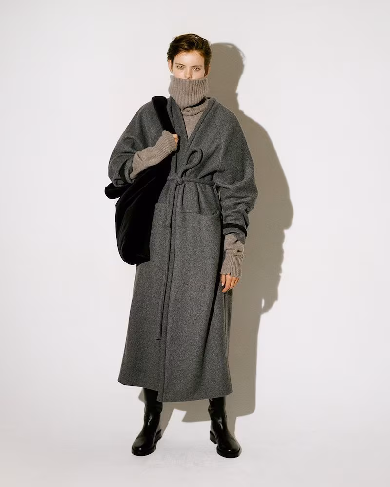 KASSL Editions V-Neck Wrapped Felted-Wool Blend Coat
