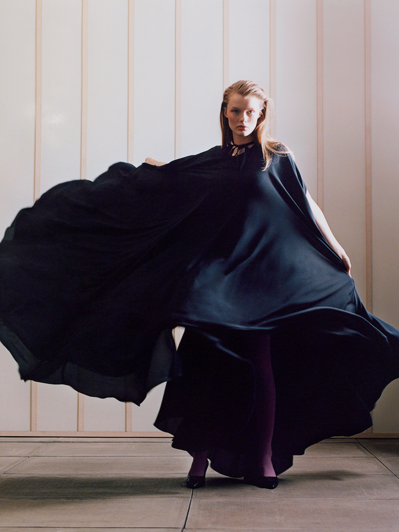 Balenciaga Asymmetric Cape-Effect Chiffon Gown