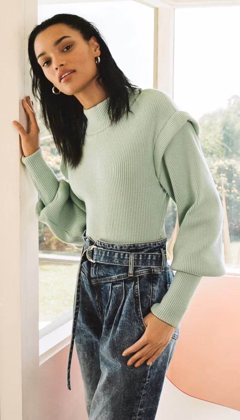 Jonathan Simkhai STANDARD Max Puff Sleeve Turtleneck Top