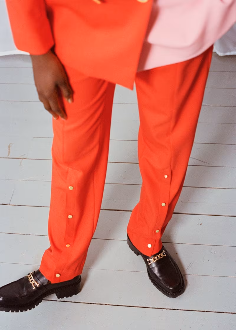 & Other Stories Fitted Buttoned Slit Press Crease Trousers