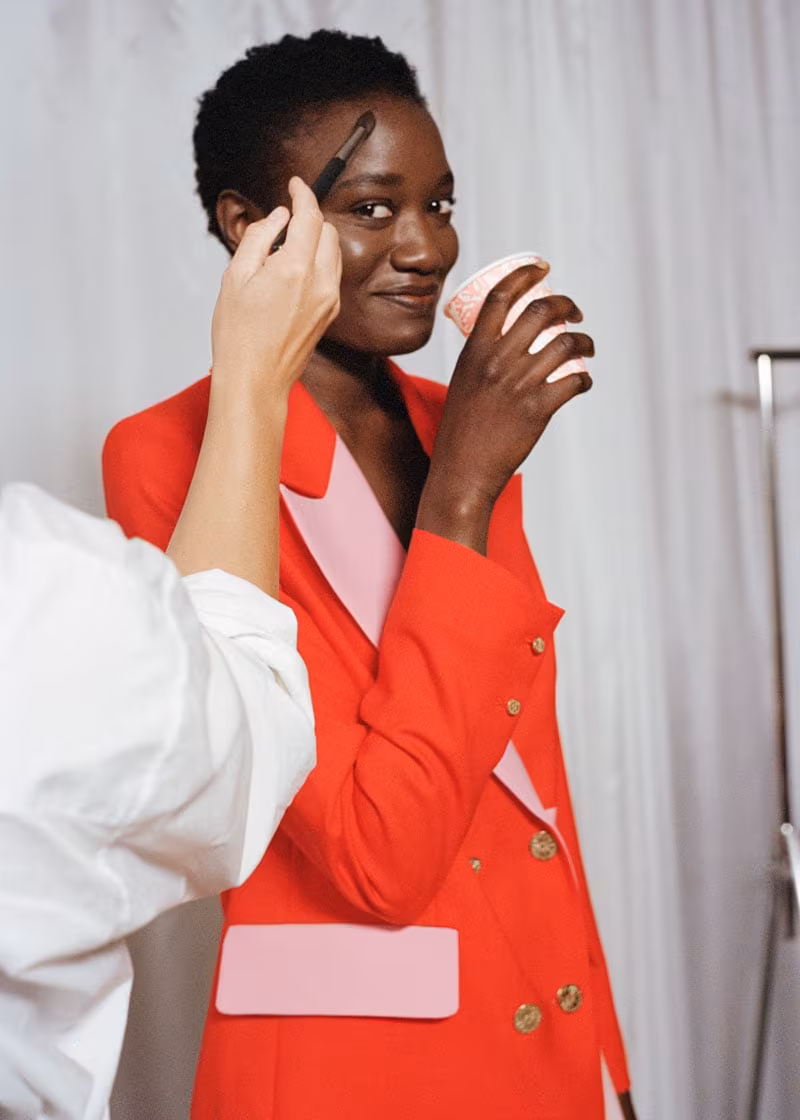 & Other Stories Straight Double Breasted Colour Block Blazer