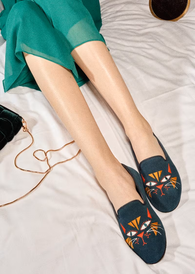 & Other Stories Cat Motif Loafer Slippers