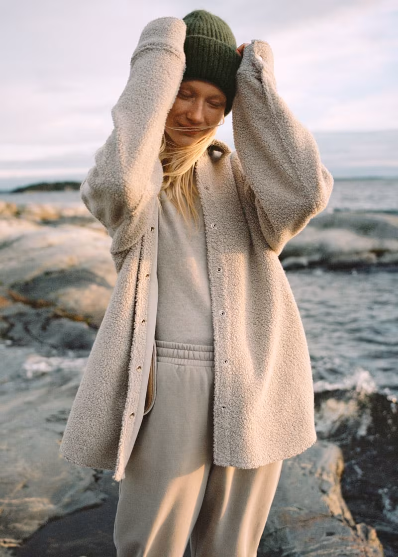 & Other Stories Oversized Wool Blend Bouclé Overshirt