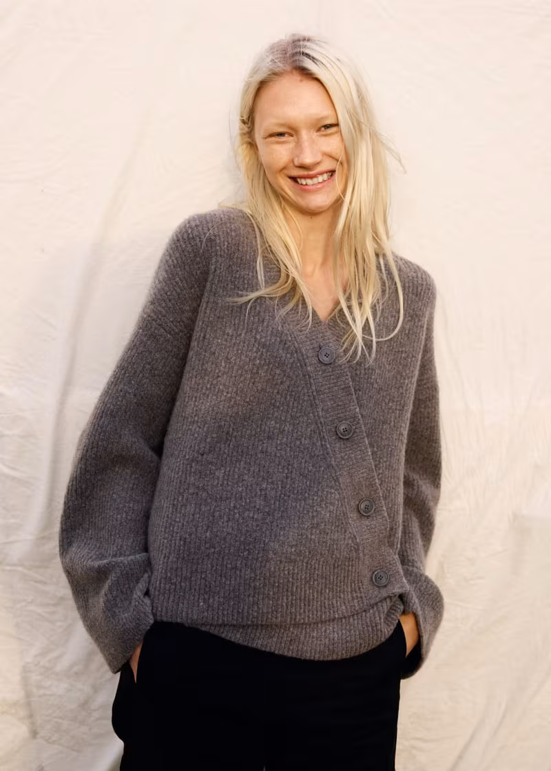& Other Stories Relaxed Asymmetrical Knit Cardigan