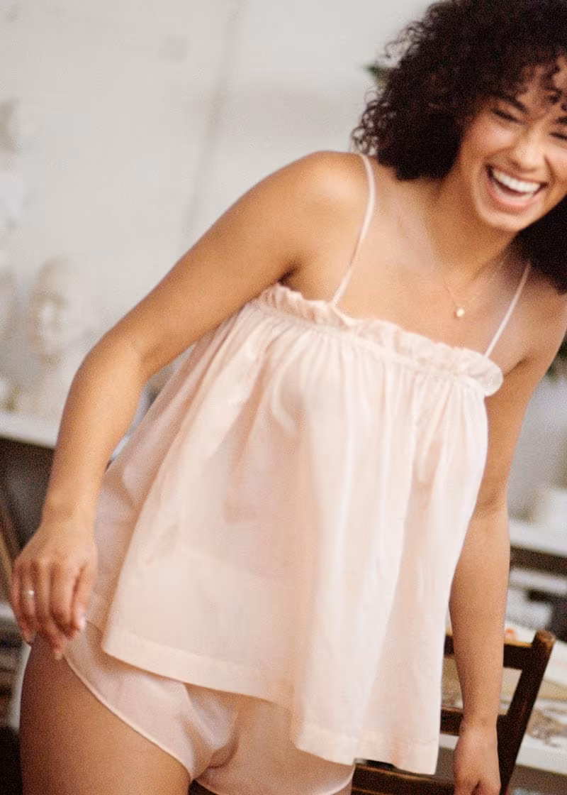 & Other Stories Silk Blend Ruffled Bow Top