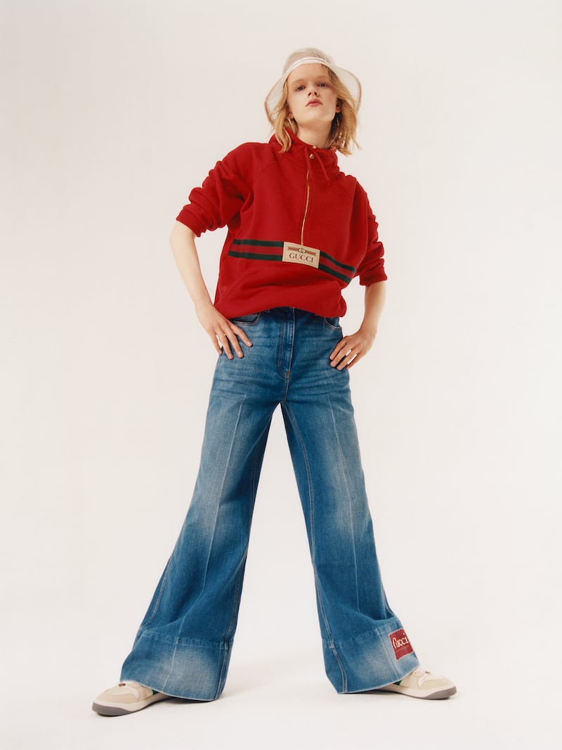 Gucci Appliquéd High-Rise Flared Jeans