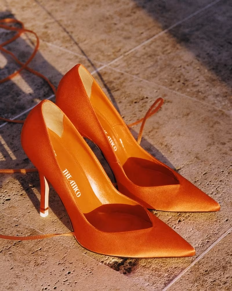 The Attico 105mm Satin Lace-Up Pumps