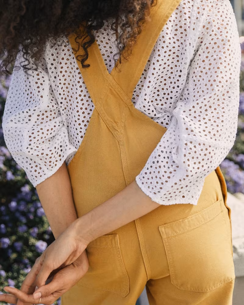 Everlane Canvas Overalls in Mustard
