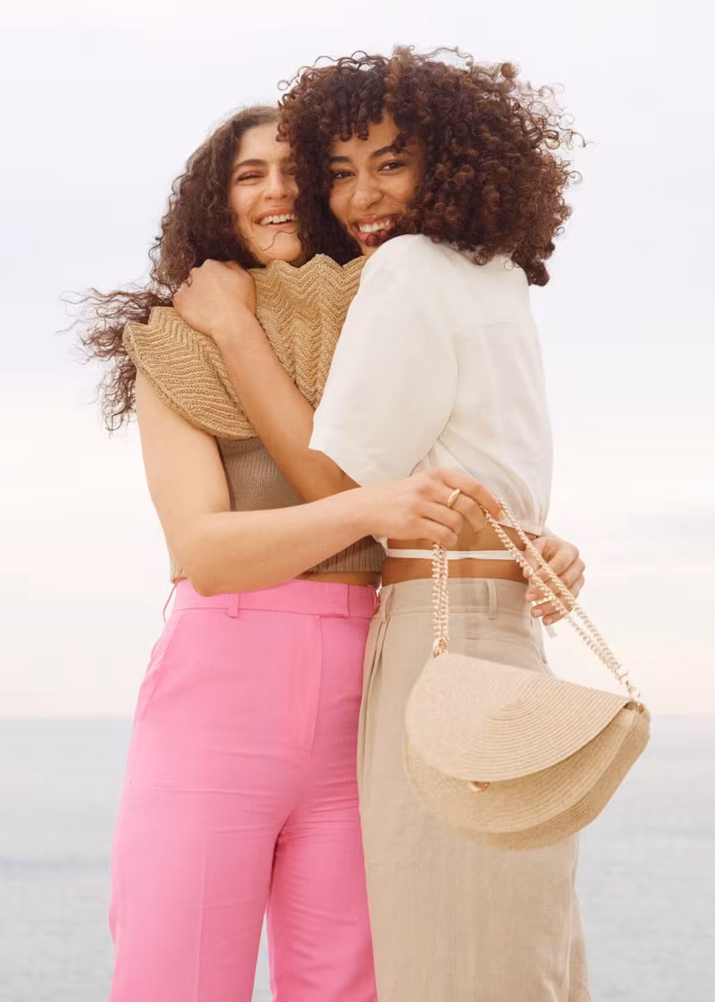 & Other Stories Straw Crossbody Half Moon Bag