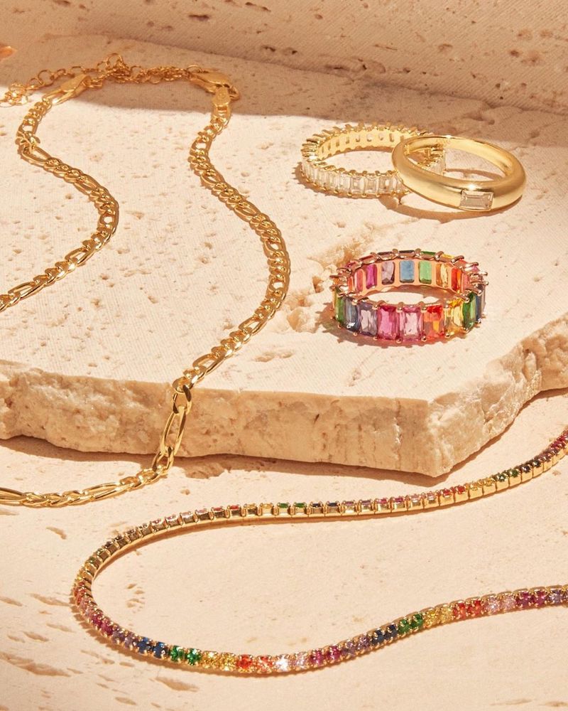 Adina's Jewels Rainbow Baguette Ring