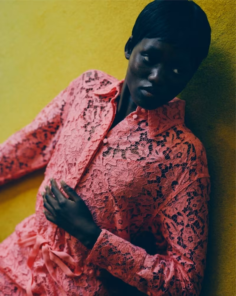 Valentino Drawstring-Waist Floral-Lace Shirt Gown