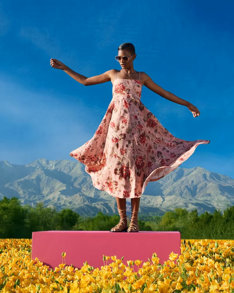 Zimmermann Cassia Floral-Print Bandeau Midi Dress