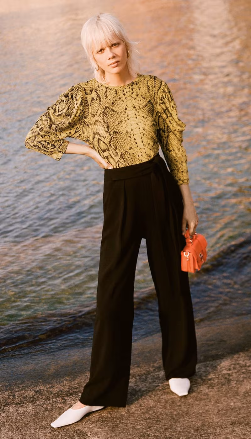 Proenza Schouler Snakeprint Puff Sleeve T-Shirt
