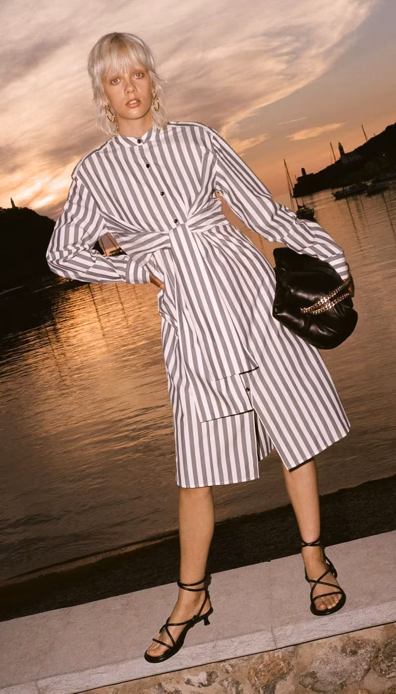 Proenza Schouler White Label Stripe Poplin Tied Shirt Dress