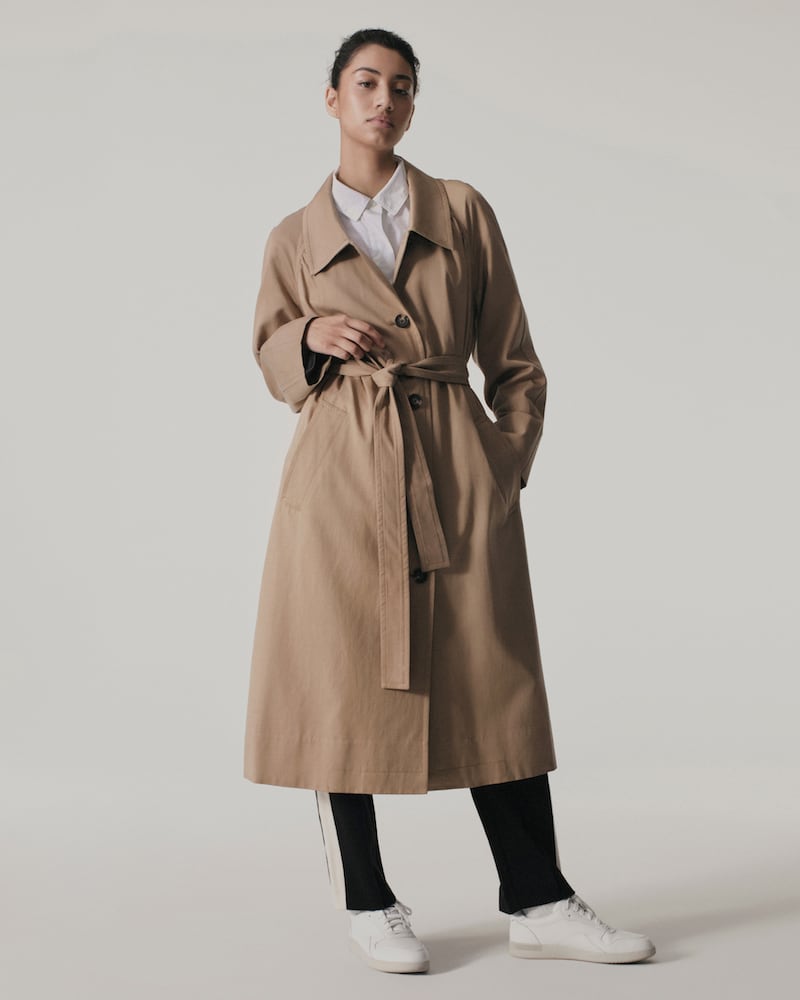 Everlane Gathered Drape Trench in Ash Brown
