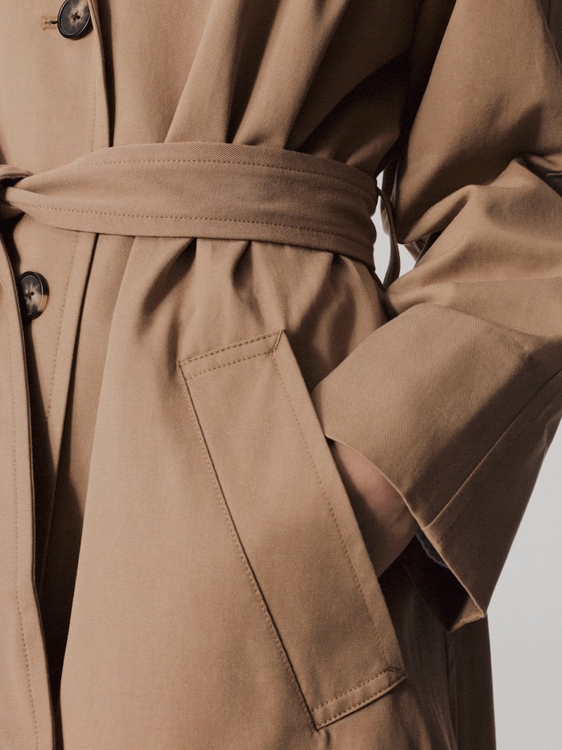 Everlane Gathered Drape Trench in Ash Brown
