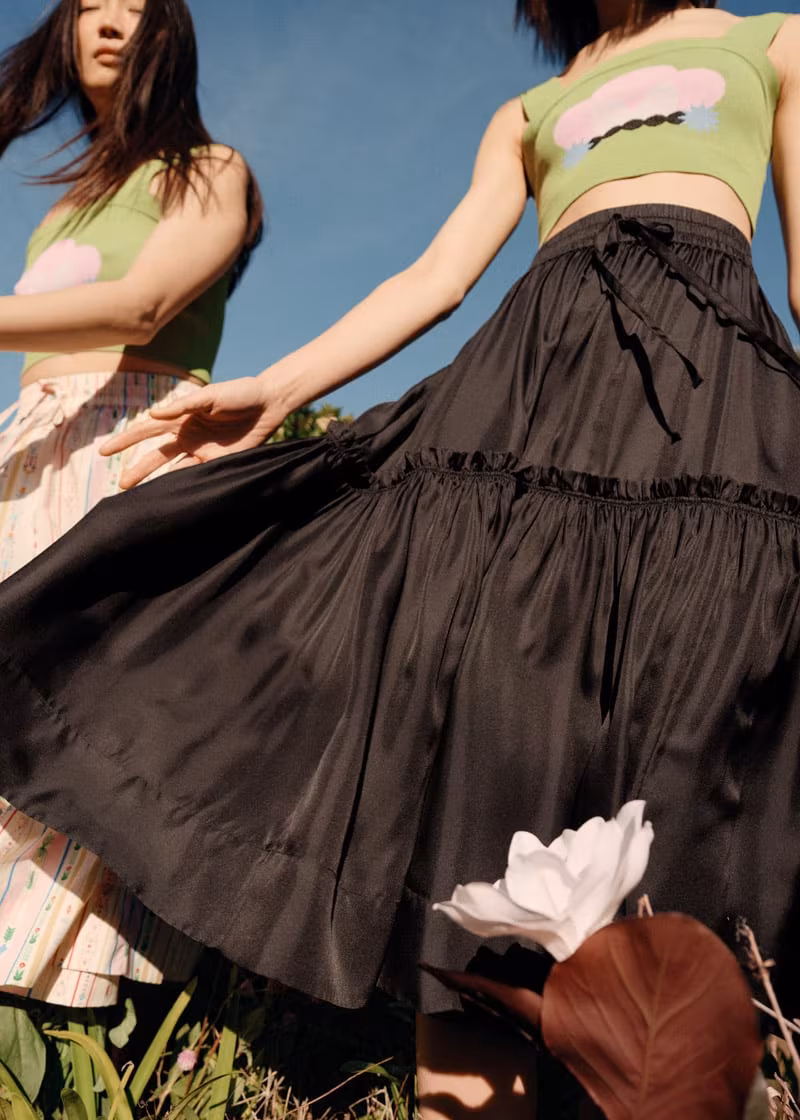 & Other Stories x MINJUKIM Voluminous Silk Midi Skirt