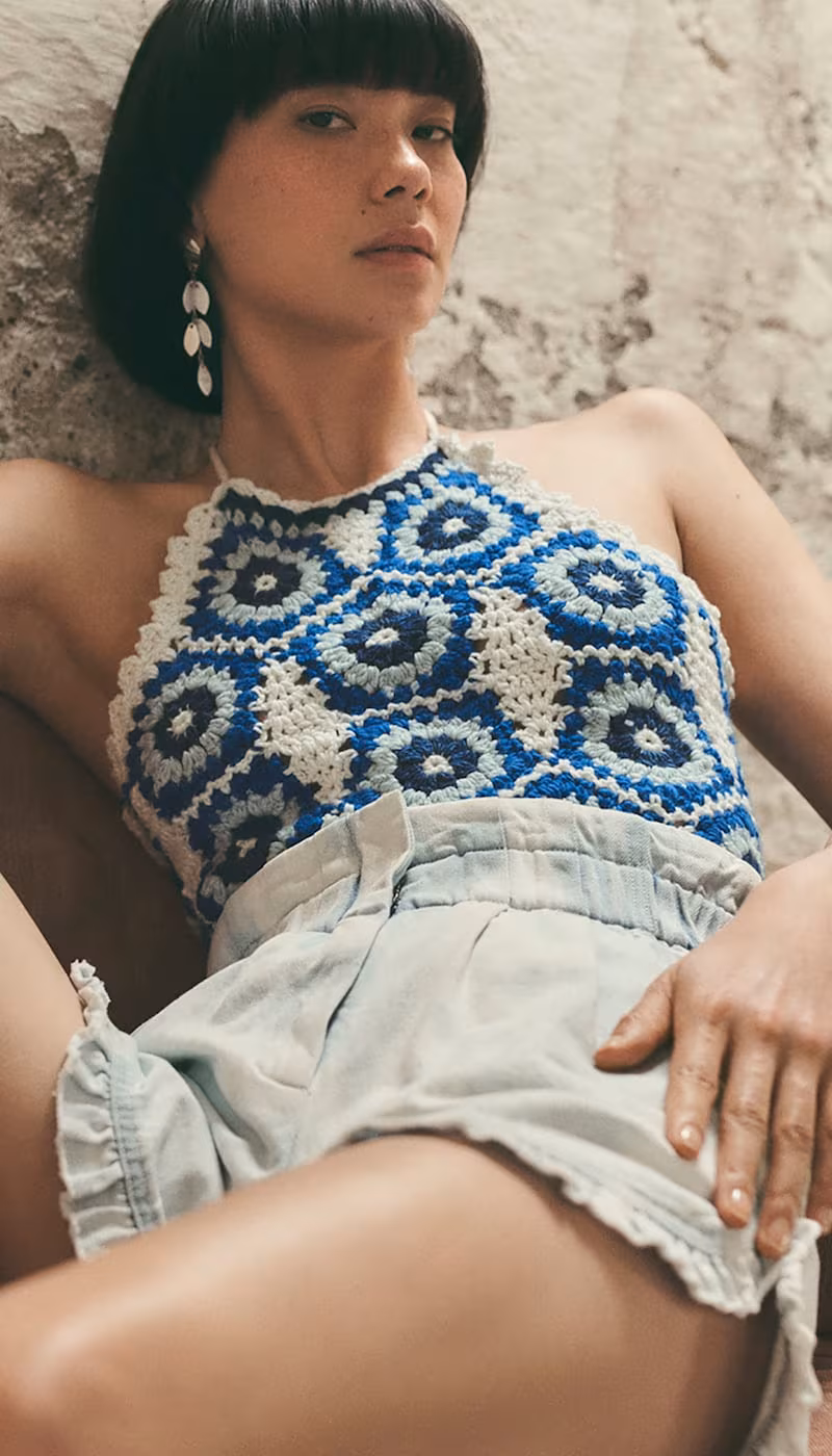 Sea Hayden Crochet Halter Neck Tank