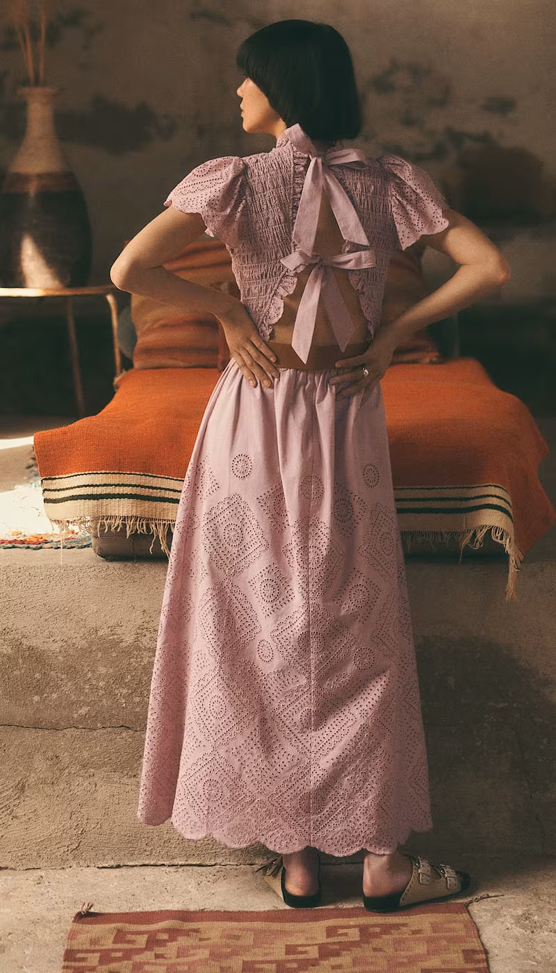Sea Vienne Eyelet Smocked Midi Dress