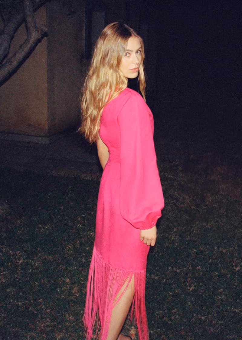 & Other Stories Fringed One-Shoulder Midi Dress