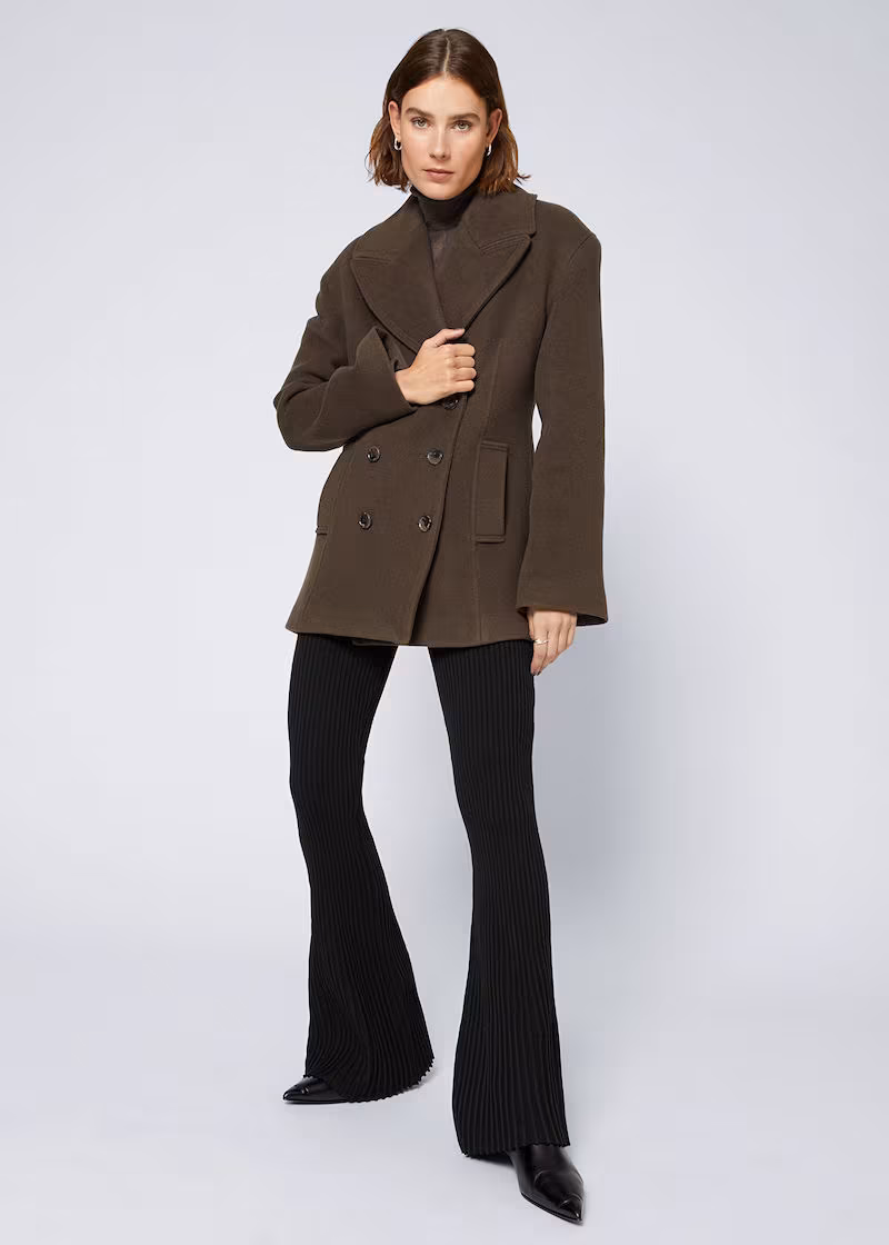 & Other Stories Double-Breasted Italian Wool Pea Coat