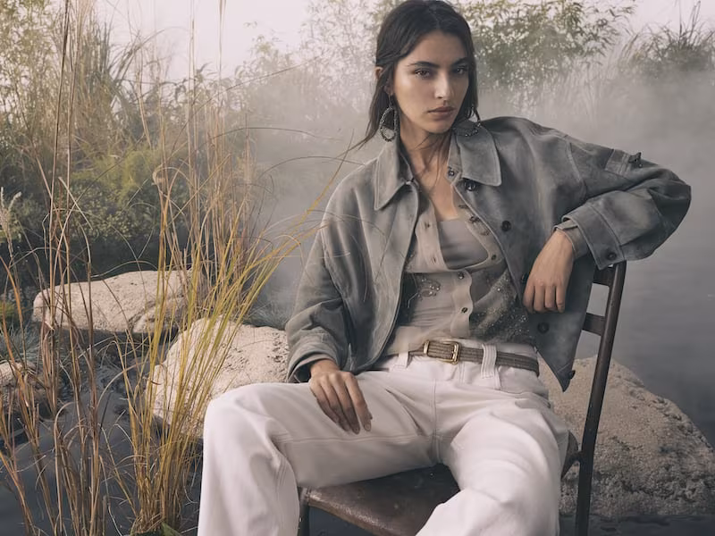 Brunello Cucinelli Monili-Trim Suede Crop Jacket