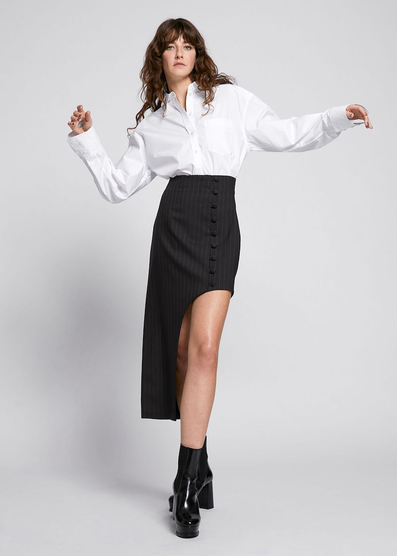 & Other Stories Fitted Ayssemetric Pinstripe Skirt
