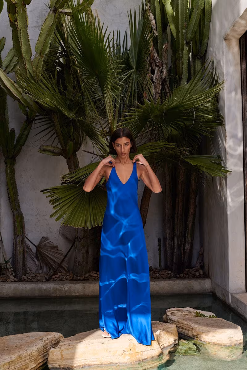 L'Agence Clea Satin Maxi Slip Dress