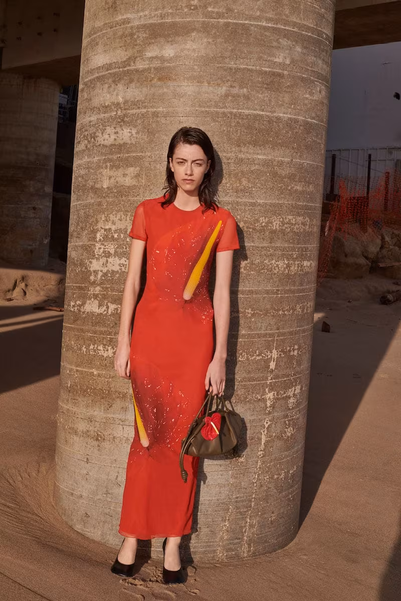 Loewe Anthurium Printed Fitted Midi Dress