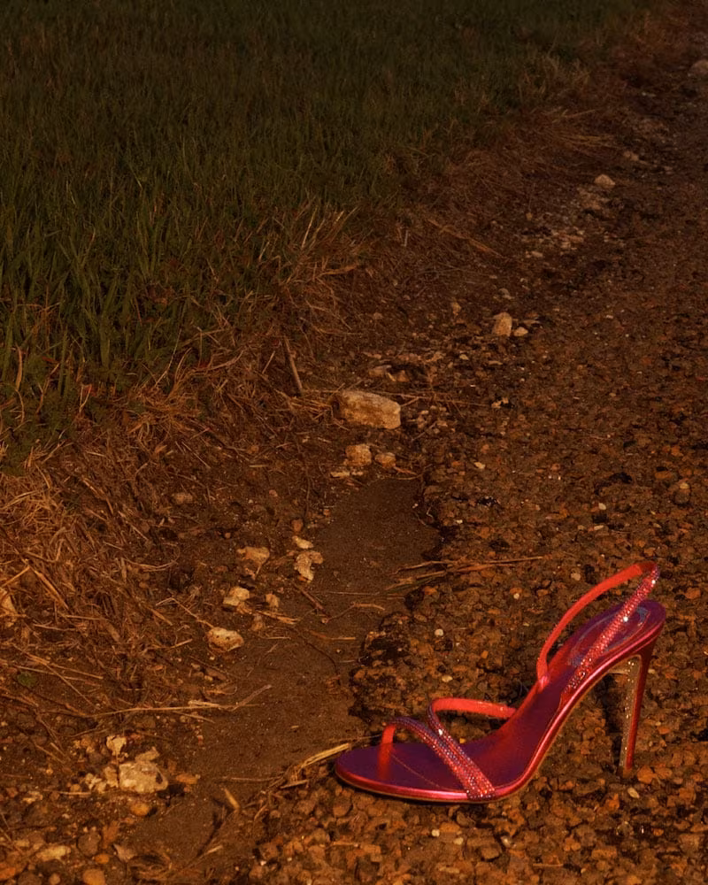 Rene Caovilla Strass Satin Stiletto Slingback Sandals