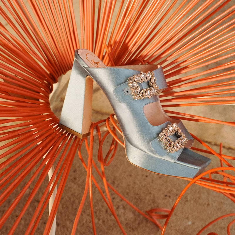 Roger Vivier 100mm Strass Crystal-Buckle Slide Mules