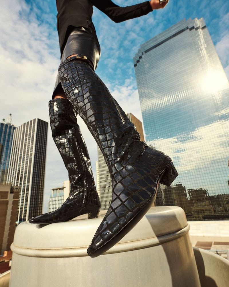 TOM FORD Croco Buckle Over-The-Knee Boots