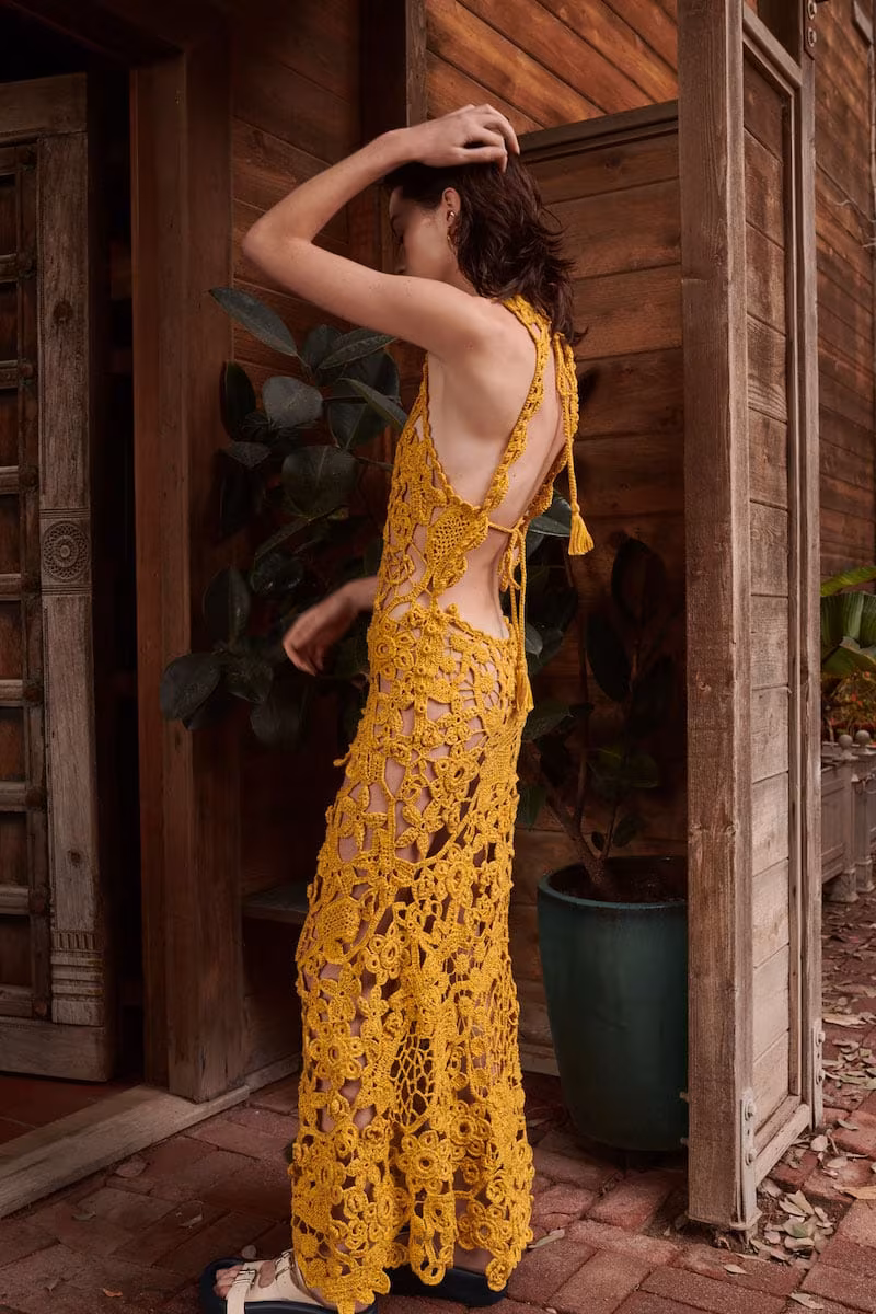 Ulla Johnson Yael Sheer Floral Openwork Crochet Sheath Dress