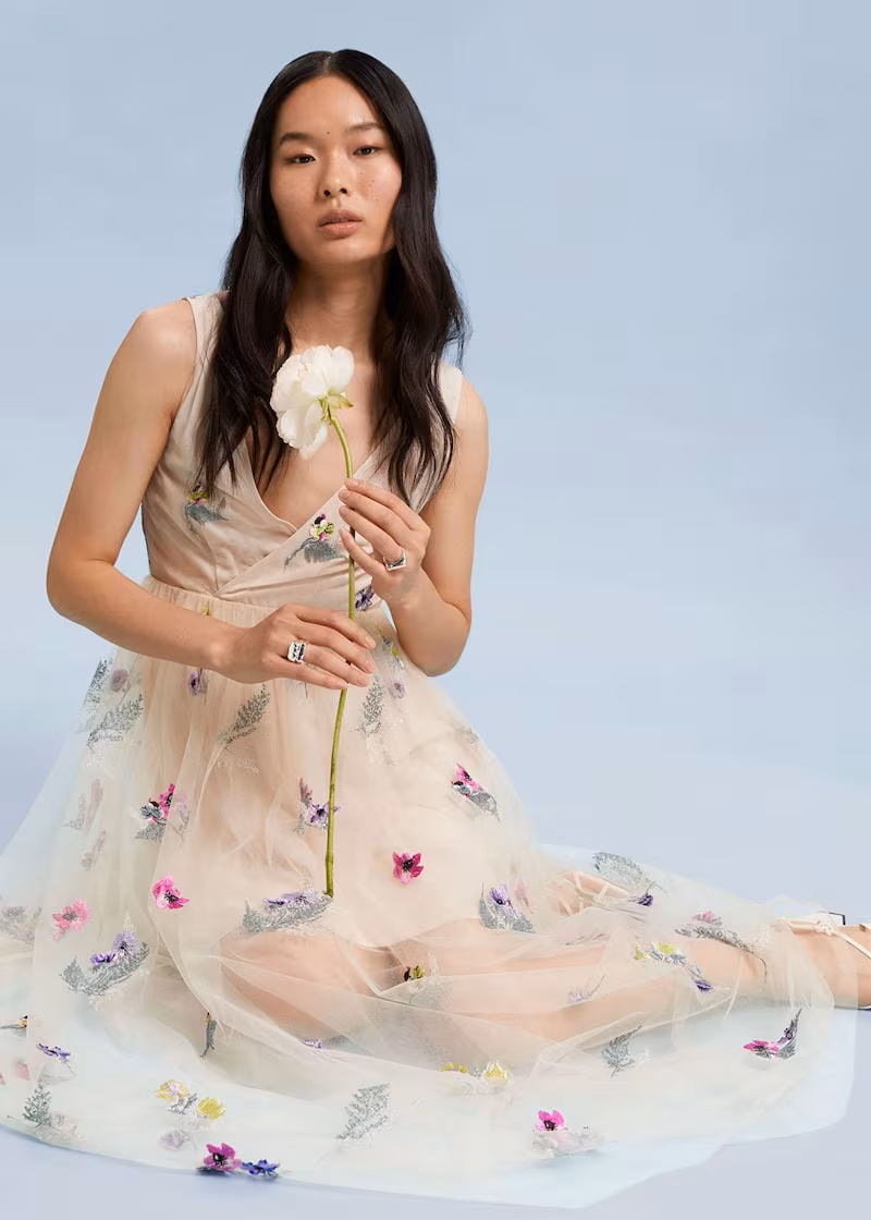 & Other Stories Embellished Gathered Tulle Dress