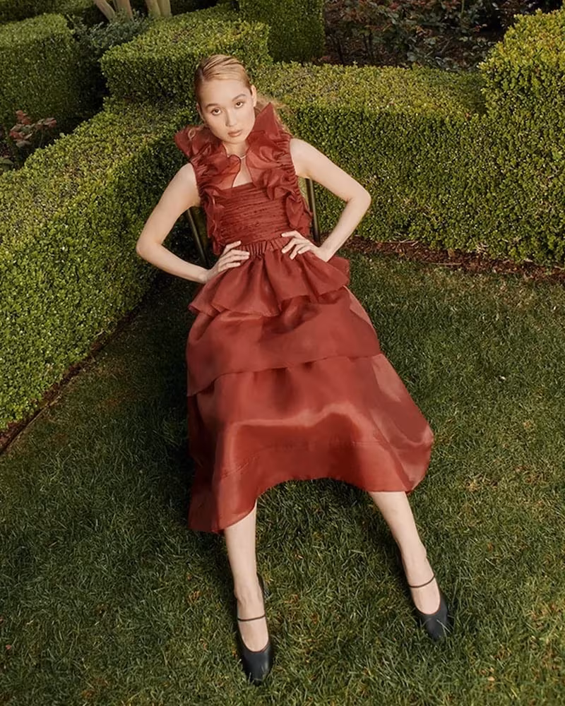 Aje Asra Ruffle Detail Tiered Dress